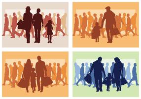 Family Shopping Silhouette vector